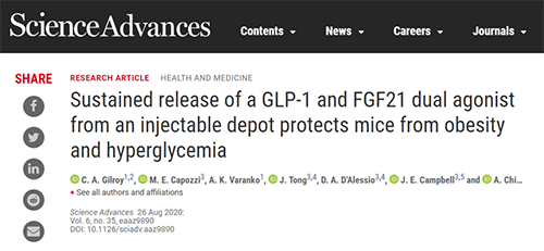 GLP1-ELP和ELP-FGF21協同治療具有減肥作用 美迪西